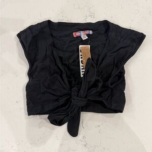 Urban Outfitters Black Crop Top with Tie Detail